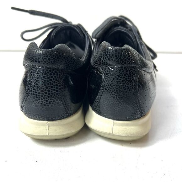 ECCO Shoes Womens Size EU 37 US 6.5 Casual Oxford Lace Up Black Metallic Leather - Picture 9 of 11